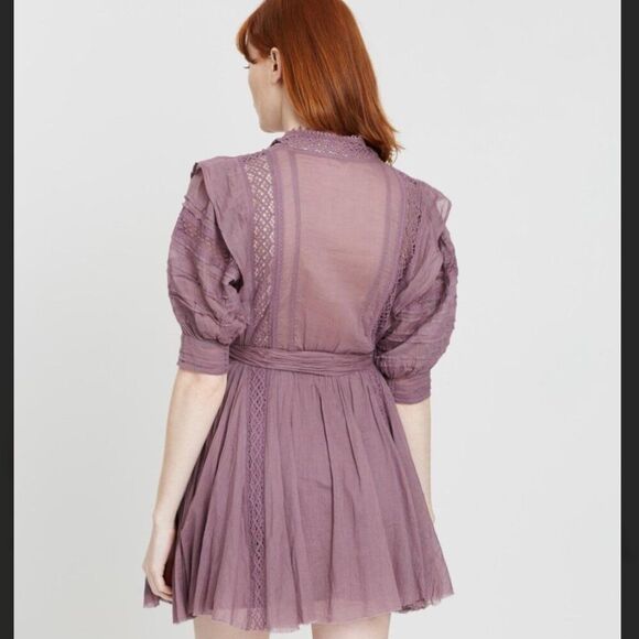 NWT Free People Sydney Dress XS Mini Purple Boho Embroidered Coquette Romantic - Picture 3 of 16